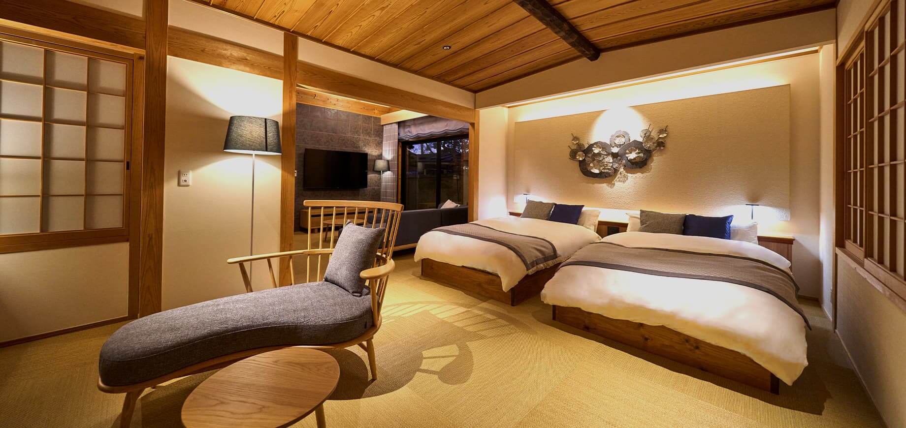 由布岳望み、 温泉に浸る、 非日常を独り占め